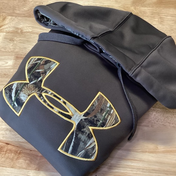 Men's Under Armor‎ XL Brown Camo Logo Hooded Sweatshirt Hoodie - Picture 1 of 7
